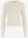 Ami Alexandre Mattiussi Cotton Blend Knit Pullover In Off White
