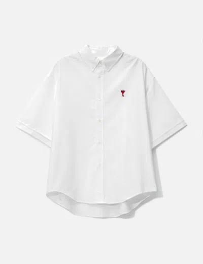 Ami Alexandre Mattiussi Cotton Boxy Fit Short Sleeves Shirt In White