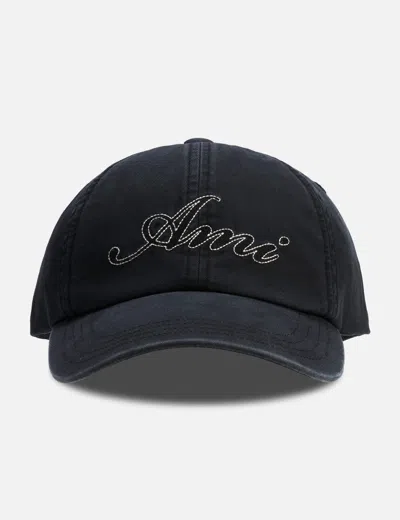 Ami Alexandre Mattiussi Cotton Cap With Ami Paris Embroidery In Black/黑色/블랙/ブラック