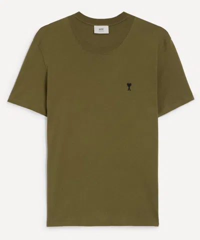 Ami Alexandre Mattiussi Cotton Contrast Ami De Coeur T-shirt In Green