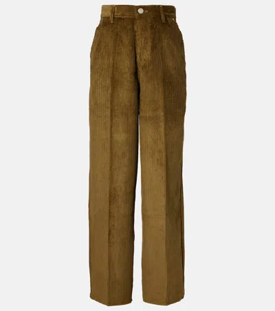 Ami Alexandre Mattiussi Cotton Corduroy Wide-leg Pants In Green