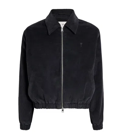 Ami Alexandre Mattiussi Cotton Corduroy Zip-up Jacket In Black