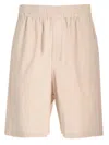 Ami Alexandre Mattiussi Cotton Crepe Bermuda In Beige