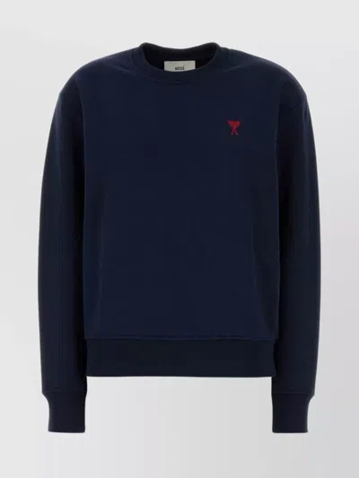 Ami Alexandre Mattiussi Cotton Logo-embroidered Sweatshirt In Blue
