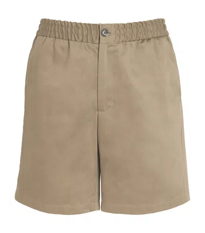 Ami Alexandre Mattiussi Cotton Elasticated-waist Shorts In Beige