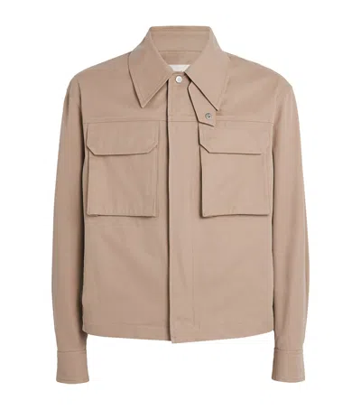 Ami Alexandre Mattiussi Cotton Gabardine Jacket In Brown