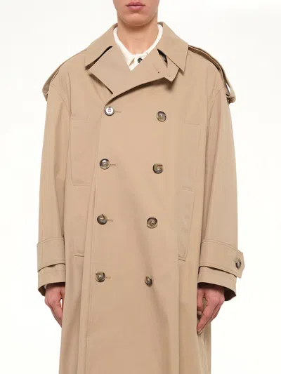 Ami Alexandre Mattiussi Cotton Gabardine Trench Coat In Neutral