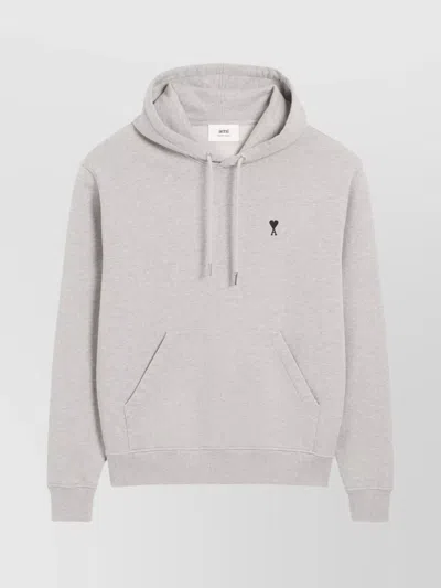 AMI ALEXANDRE MATTIUSSI COTTON HOODIE LOGO DRAWSTRING HOOD