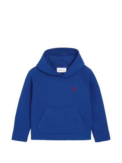 Ami Alexandre Mattiussi Cotton Hoodie With Ami De Coeur In Blue