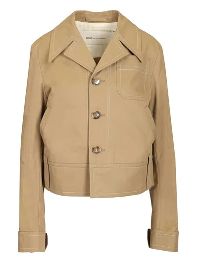 Ami Alexandre Mattiussi Cotton Jacket Jackets Beige In Nude