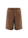 Ami Alexandre Mattiussi Cotton Jogging Shorts Drawstring Waist Pockets In Brown
