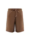 Ami Alexandre Mattiussi Cotton Jogging Shorts Drawstring Waist Pockets In Brown