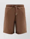 Ami Alexandre Mattiussi Cotton Jogging Shorts Drawstring Waist Pockets In Brown
