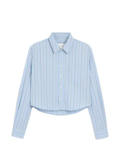 Ami Alexandre Mattiussi Cotton Long Sleeves Cropped Shirt In Blue