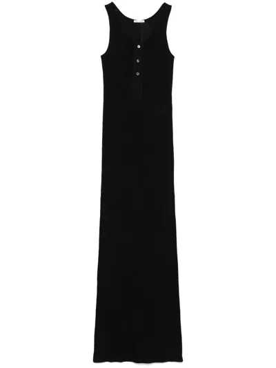 Ami Alexandre Mattiussi Ami Paris Black Cotton Long Dress With Buttons Women