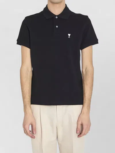 Ami Alexandre Mattiussi Black Polo Shirt With Ami De Coeur Logo Embroidered On The Front In Cotton Man In Multi