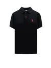 Ami Alexandre Mattiussi Ami Paris Men Black Polo Shirt With Adc Embroidery At The Front In Cotton Man In Black