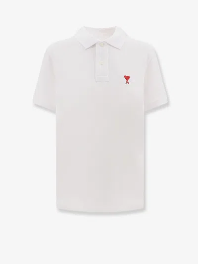 Ami Alexandre Mattiussi Ami Paris Men Cotton Polo Shirt With Iconic Embroidery In White