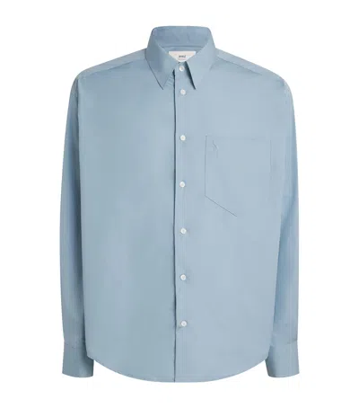 Ami Alexandre Mattiussi Cotton Poplin Shirt In Blue