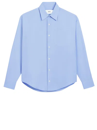 Ami Alexandre Mattiussi Cotton Poplin Shirt In Light Blue
