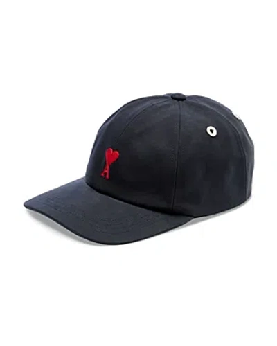 Ami Alexandre Mattiussi Cotton Red Adc Embroidered Baseball Cap In Black