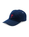 Ami Alexandre Mattiussi Cotton Red Adc Embroidered Baseball Cap In Night Blue