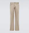 Ami Alexandre Mattiussi Cotton Satin Straight Pants In Beige