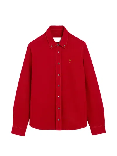 Ami Alexandre Mattiussi Cotton Shirt With Ami De Coeur In Multi