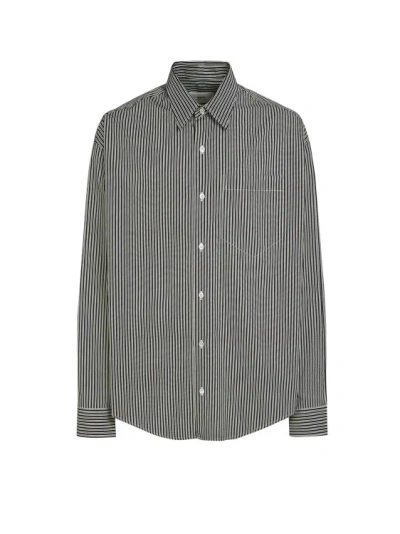 Ami Alexandre Mattiussi Cotton Shirt With Striped Motif In Black