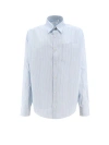 AMI ALEXANDRE MATTIUSSI COTTON SHIRT WITH STRIPED MOTIF