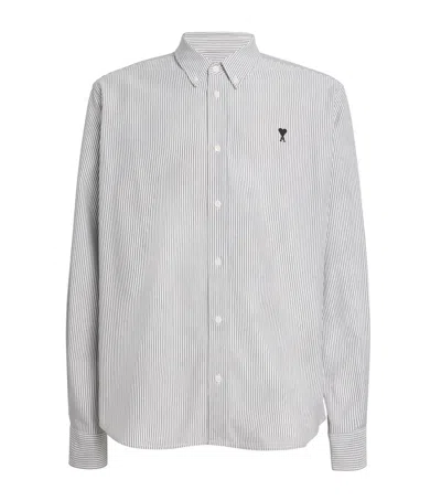 Ami Alexandre Mattiussi Cotton Stripe Shirt In Gray