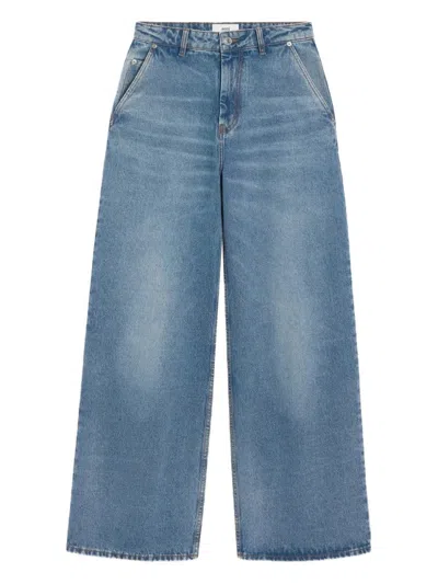 Ami Alexandre Mattiussi Wide Leg Denim Trousers Featuring Pockets In Blue
