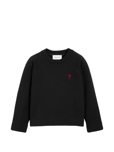 Ami Alexandre Mattiussi Kids' Cotton Sweatshirt With Ami De Coeur In Black