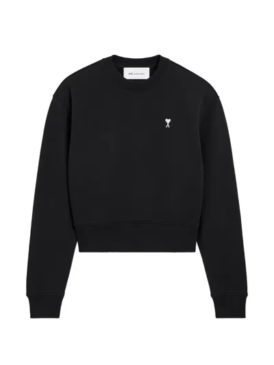 Ami Alexandre Mattiussi Ami Paris Crewneck Sweatshirt In Cotton Blend With Embroidered Logo And Dropped Shoulders In Black