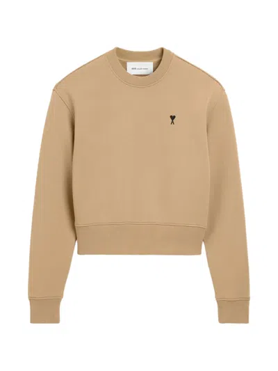 Ami Alexandre Mattiussi Cotton Sweatshirt With Ami De Coeur In Brown