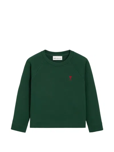 Ami Alexandre Mattiussi Cotton Sweatshirt With Ami De Coeur In Green