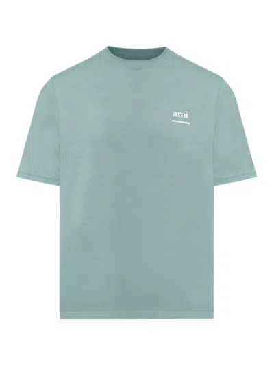 Ami Alexandre Mattiussi Logo Printed Boxy Cotton T-shirt In Clay