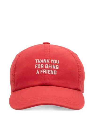 Ami Alexandre Mattiussi Cotton Thank You For Being A Friend Cap In Red