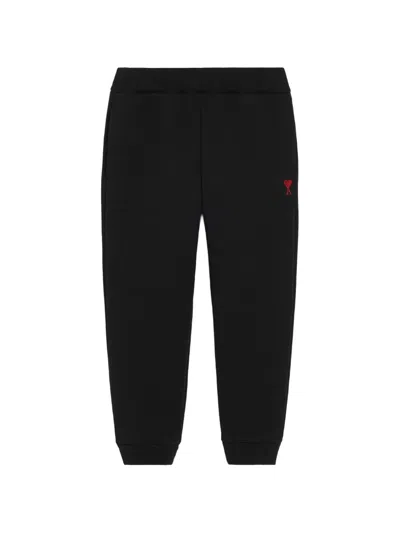 Ami Alexandre Mattiussi Kids' Cotton Track Pants With Ami De Coeur In Black