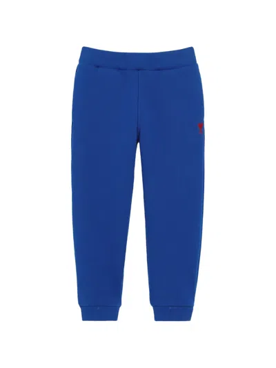 Ami Alexandre Mattiussi Kids' Cotton Track Pants With Ami De Coeur In Blue