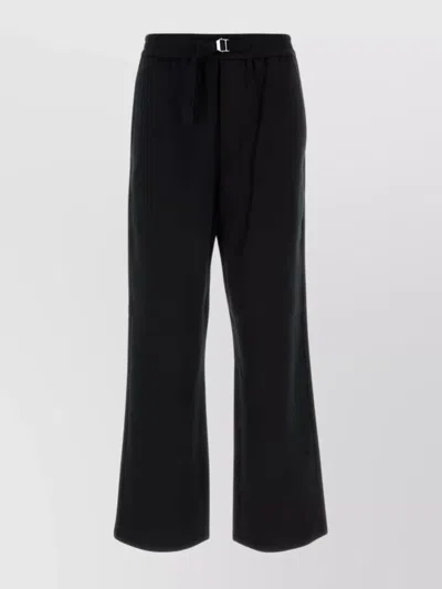 AMI ALEXANDRE MATTIUSSI COTTON TROUSERS WITH ELASTIC WAISTBAND AND WIDE LEG