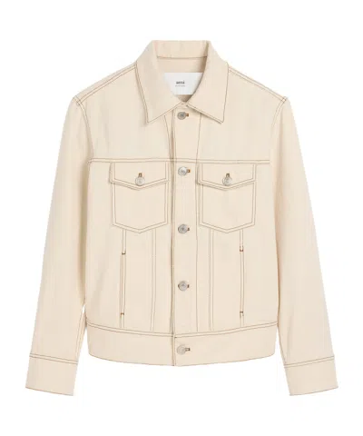 AMI ALEXANDRE MATTIUSSI AMI PARIS LOGO PATCH DENIM JACKET