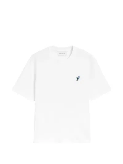 Ami Alexandre Mattiussi White Cotton T-shirt With Ami De Coeur Tulip White