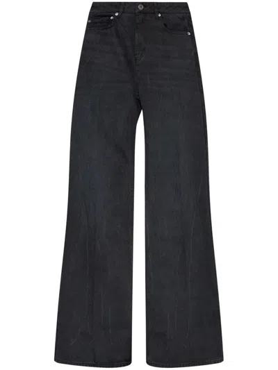 Ami Alexandre Mattiussi Ami Wide Leg Cotton Trousers With Front Pockets In Black