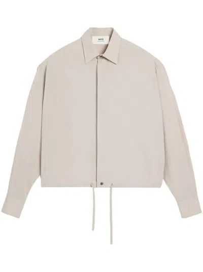 Ami Alexandre Mattiussi Drawstring-waist Cotton Shirt In Light Beige