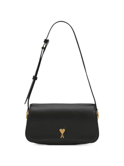 Ami Alexandre Mattiussi Cowhide Leather Paris Paris Shoulder Bag In Black