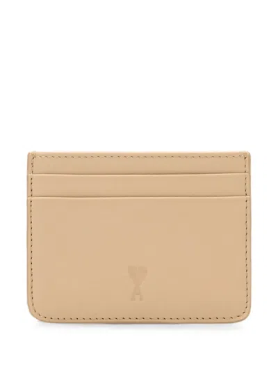 Ami Alexandre Mattiussi Cowhide-leather Card-holder With Ami De Coeur In Neutral