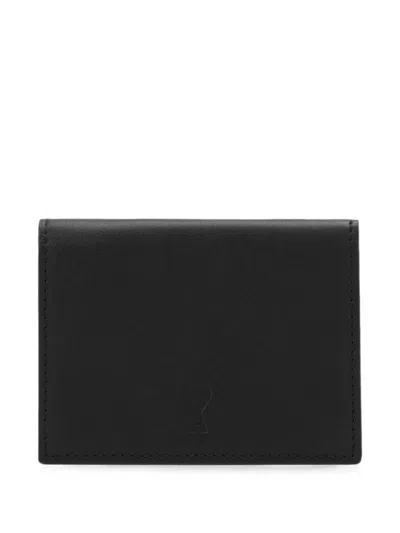 Ami Alexandre Mattiussi Cowhide-leather Tri-fold Wallet With Ami De Coeur In Black