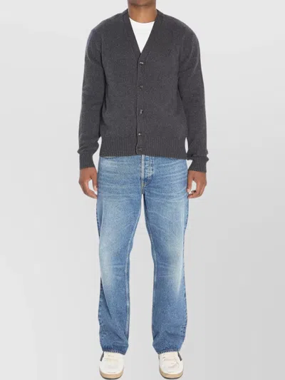 Ami Alexandre Mattiussi Cozy Heart Friend V-neck Cardigan In Gray
