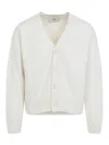 Ami Alexandre Mattiussi Warm Wool-cashmere Blend Cardigan With V-neck And Button-down Front In White